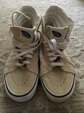 Vans High Top Sneakers in Cream and White MEN 7.0 WOMEN 8.5